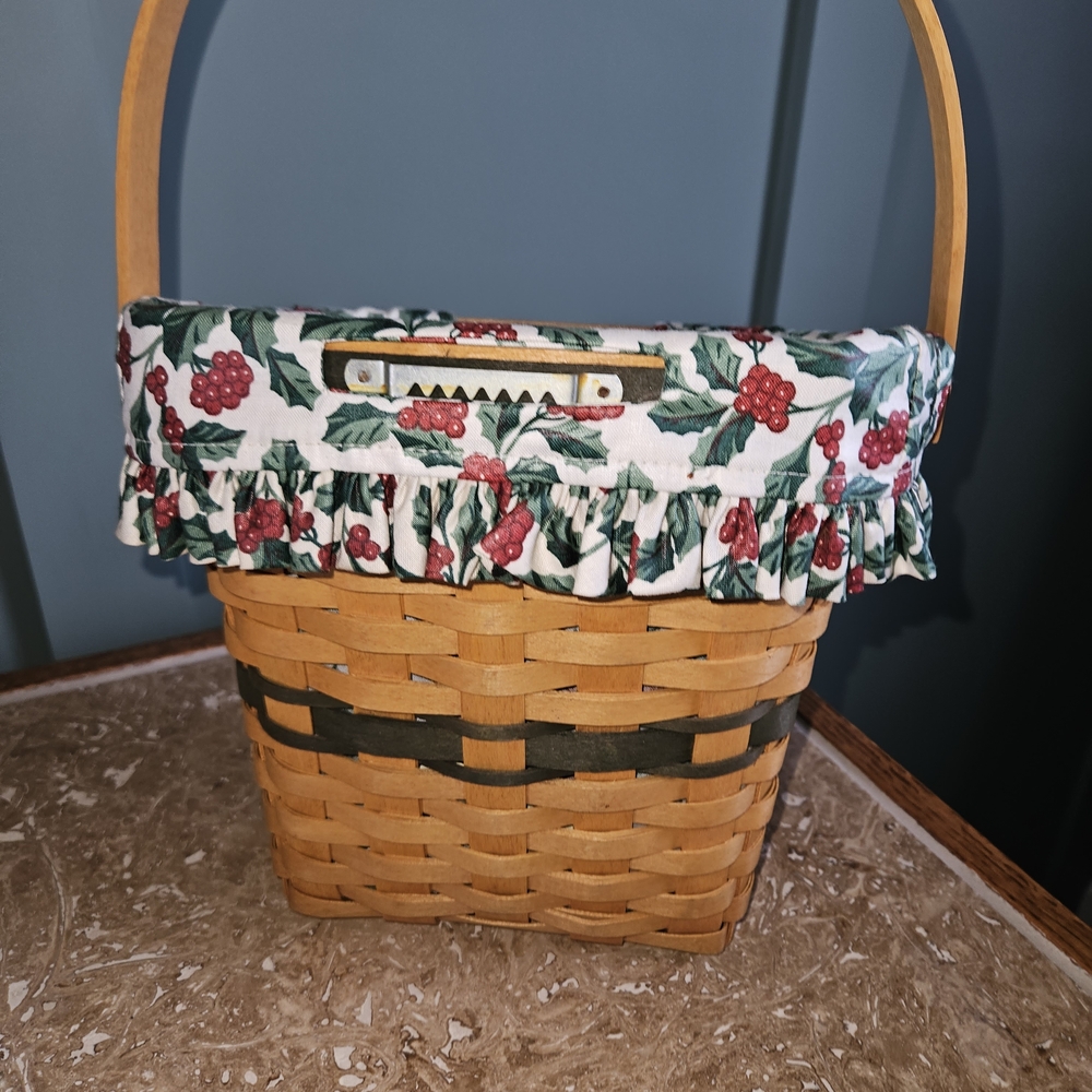 Longaberger Basket with Green and Red Accents - Picture 5 of 5